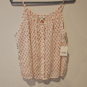 a.n.a Women's Camisole with Red Pattern on White